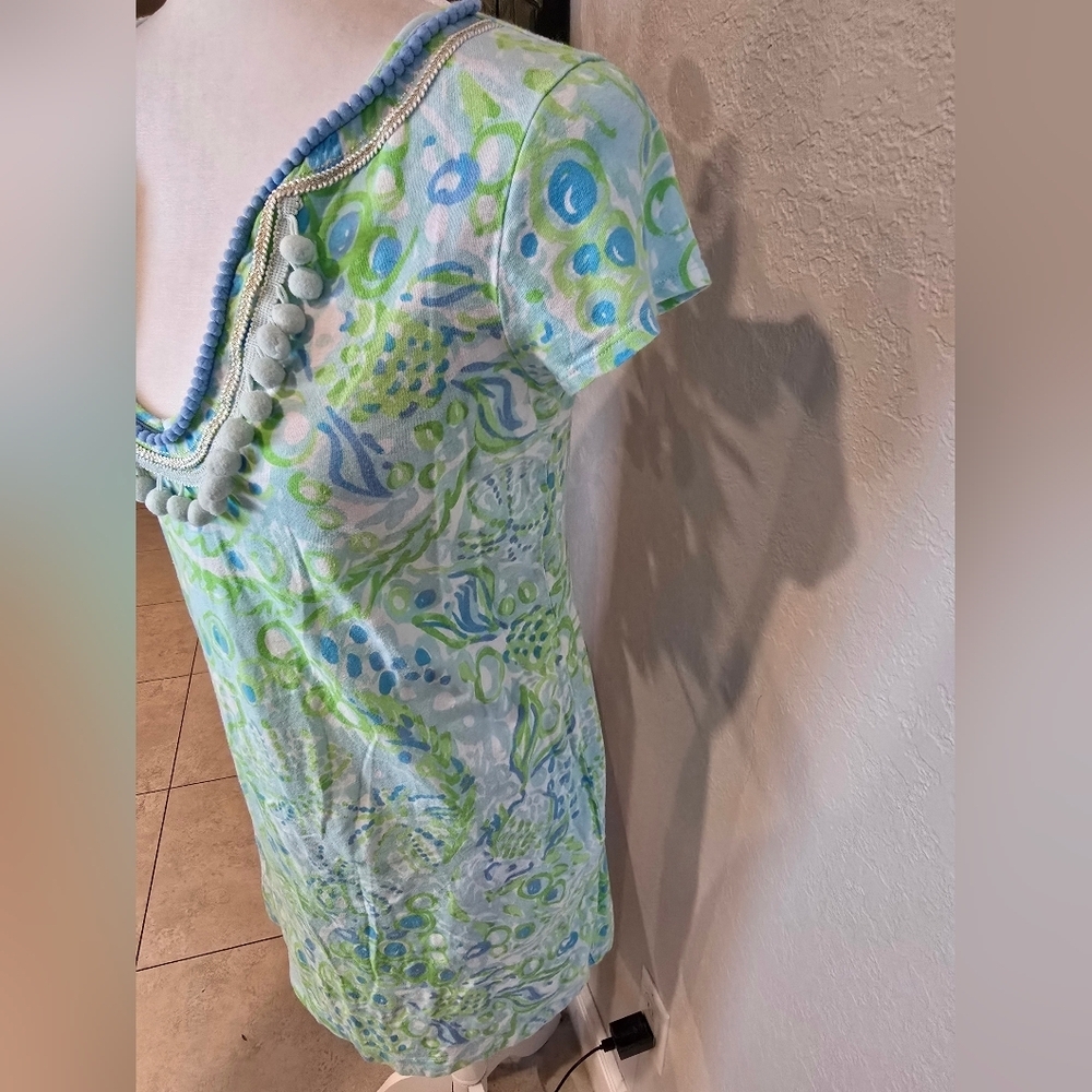 Lilly Pulitzer Women's Harper Pom Pom Any Fins Possible Mini Sundress M - Picture 4 of 7